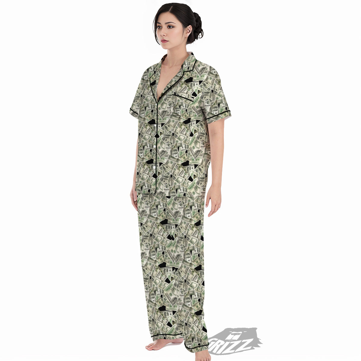 American Money US Dollars Print Pattern Women's Pajamas Set-grizzshop