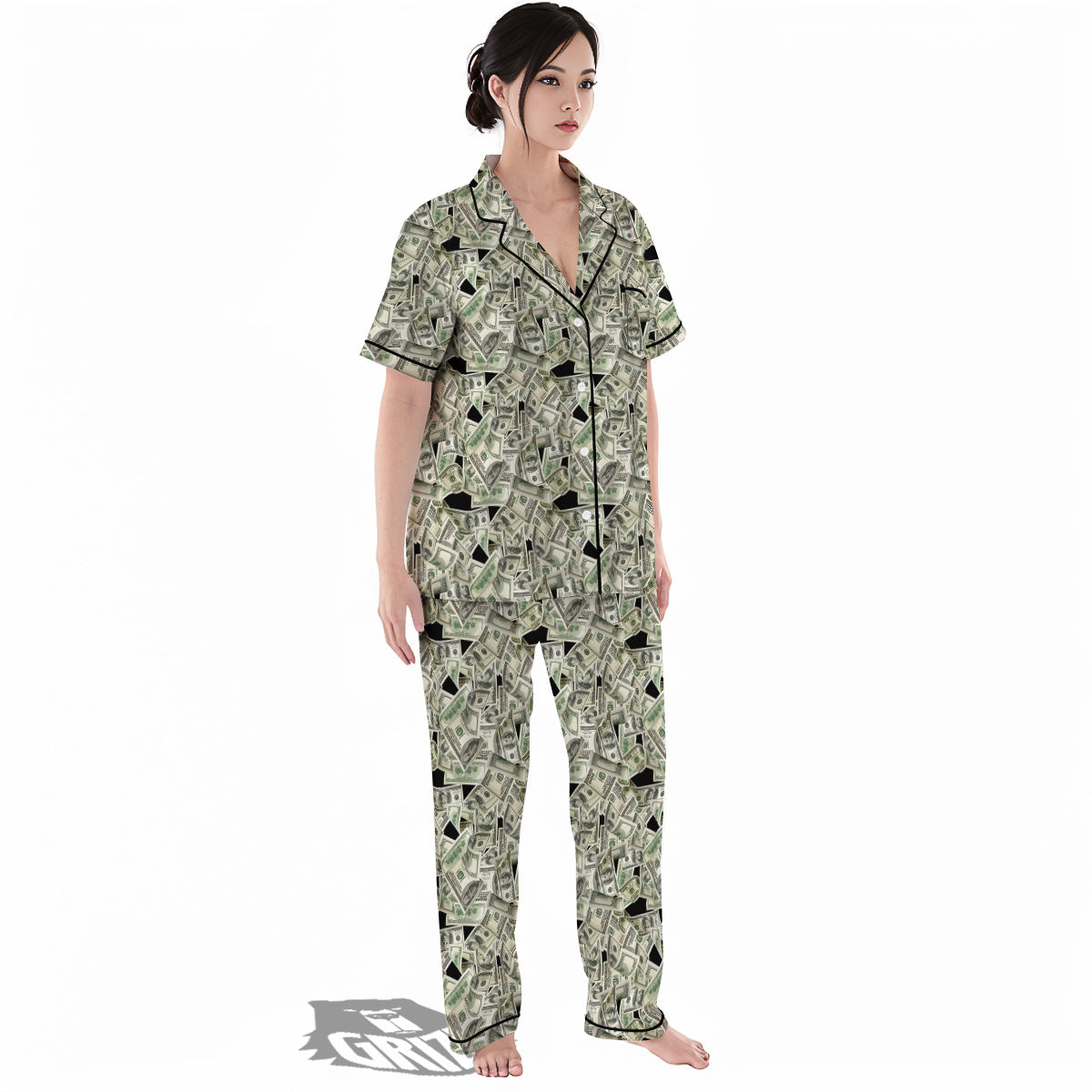 American Money US Dollars Print Pattern Women's Pajamas Set-grizzshop