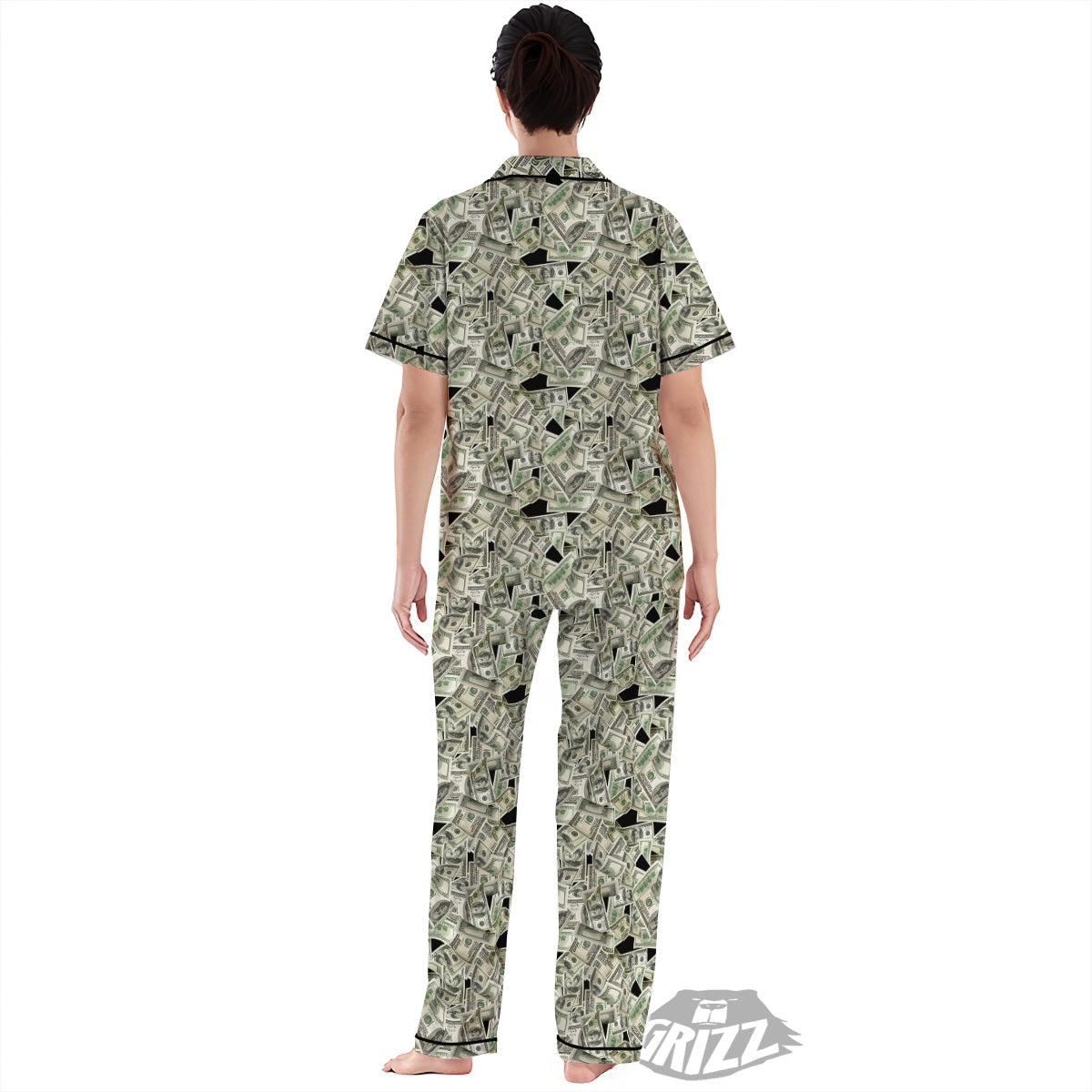 American Money US Dollars Print Pattern Women's Pajamas Set-grizzshop