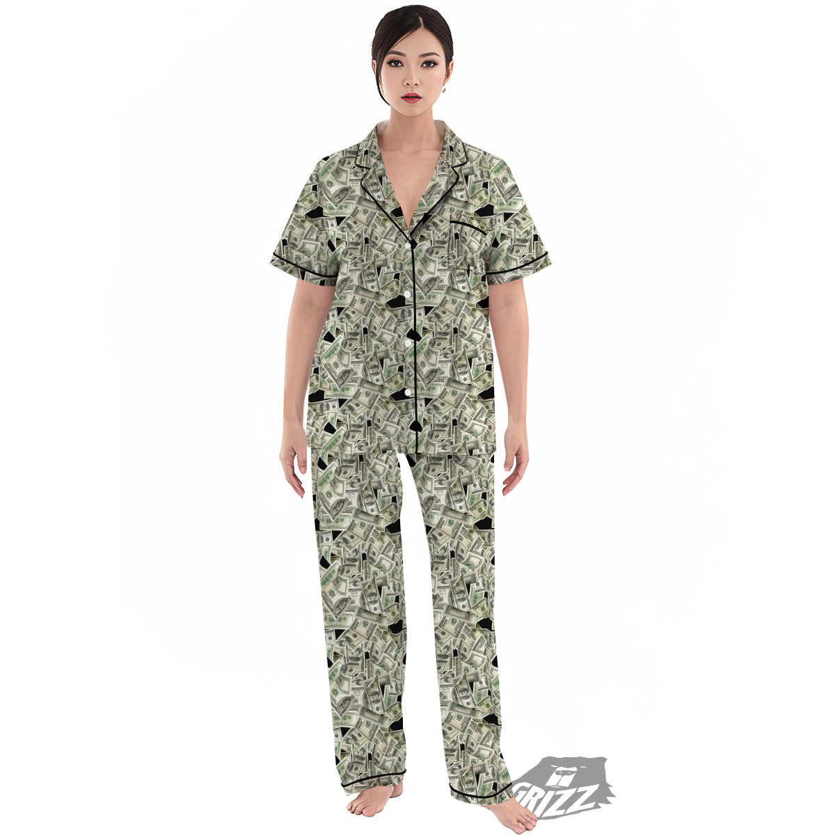 American Money US Dollars Print Pattern Women's Pajamas Set-grizzshop