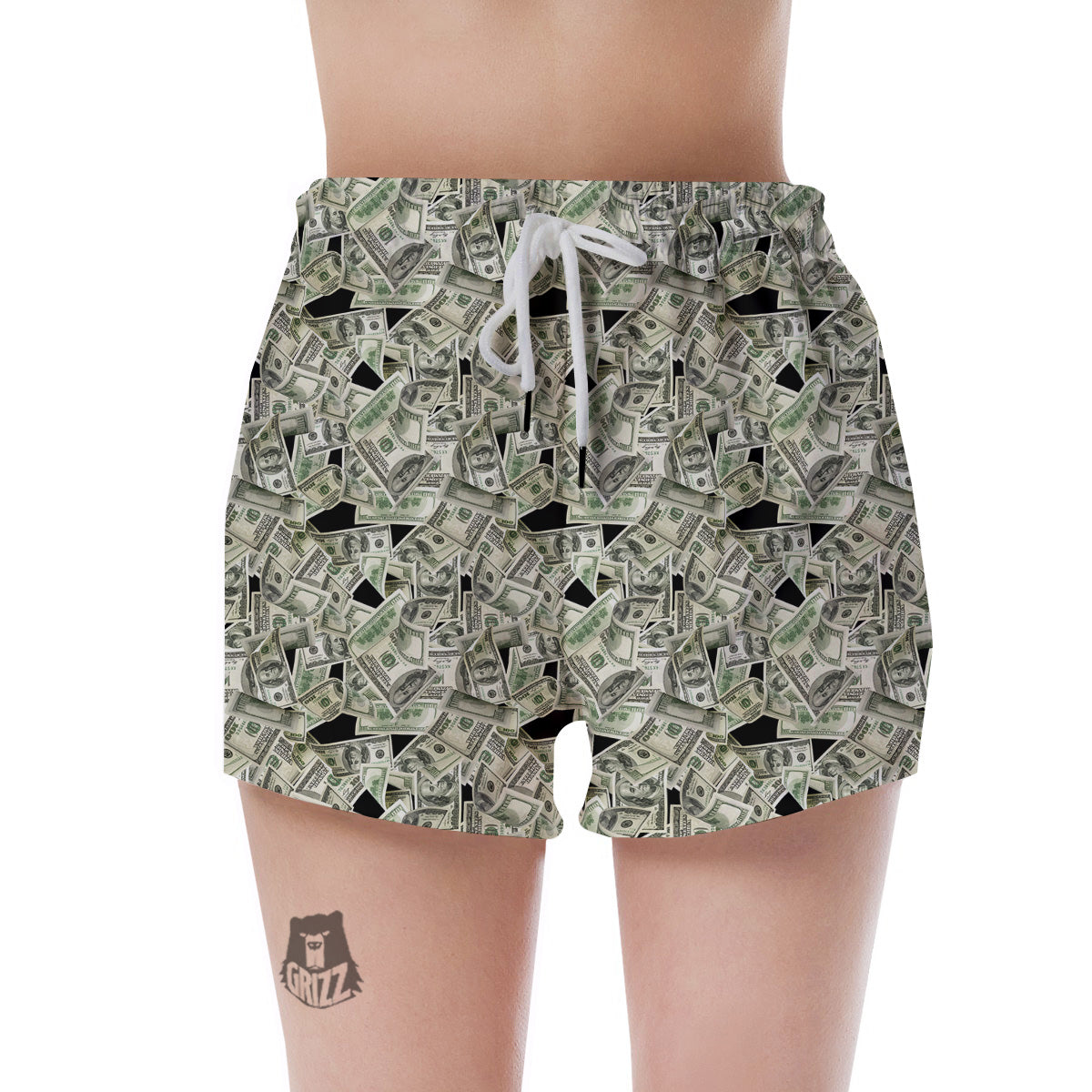 American Money US Dollars Print Pattern Women's Shorts-grizzshop