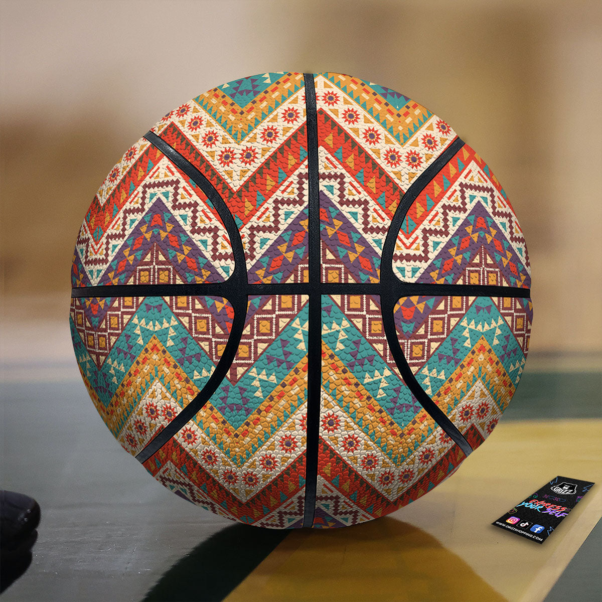 American Native Tribal Chevron Print Basketball-grizzshop