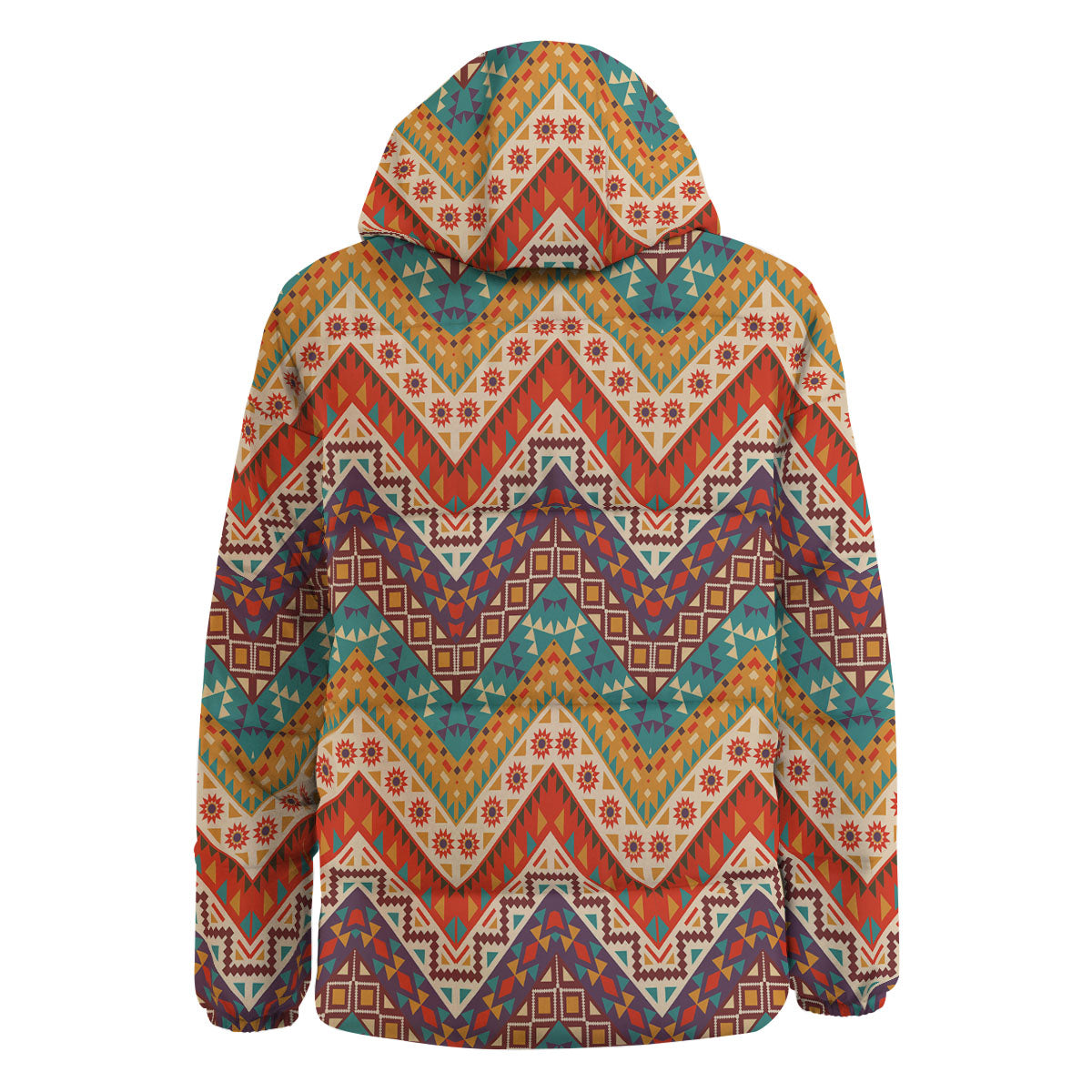 American Native Tribal Chevron Print Down Jacket-grizzshop