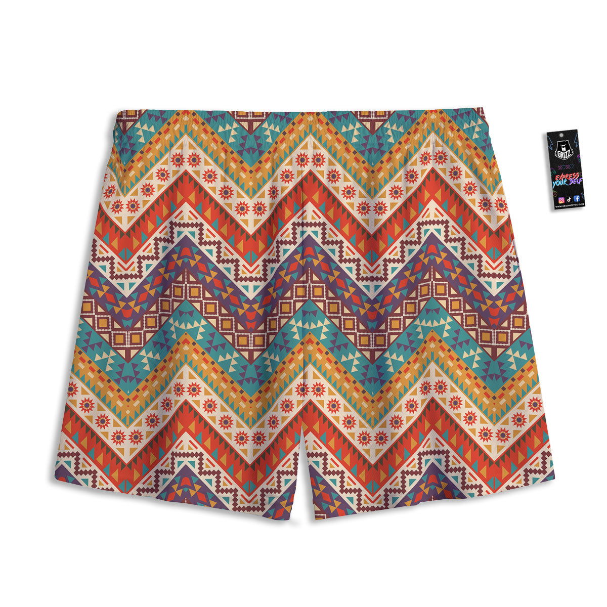 American Native Tribal Chevron Print Mesh Shorts