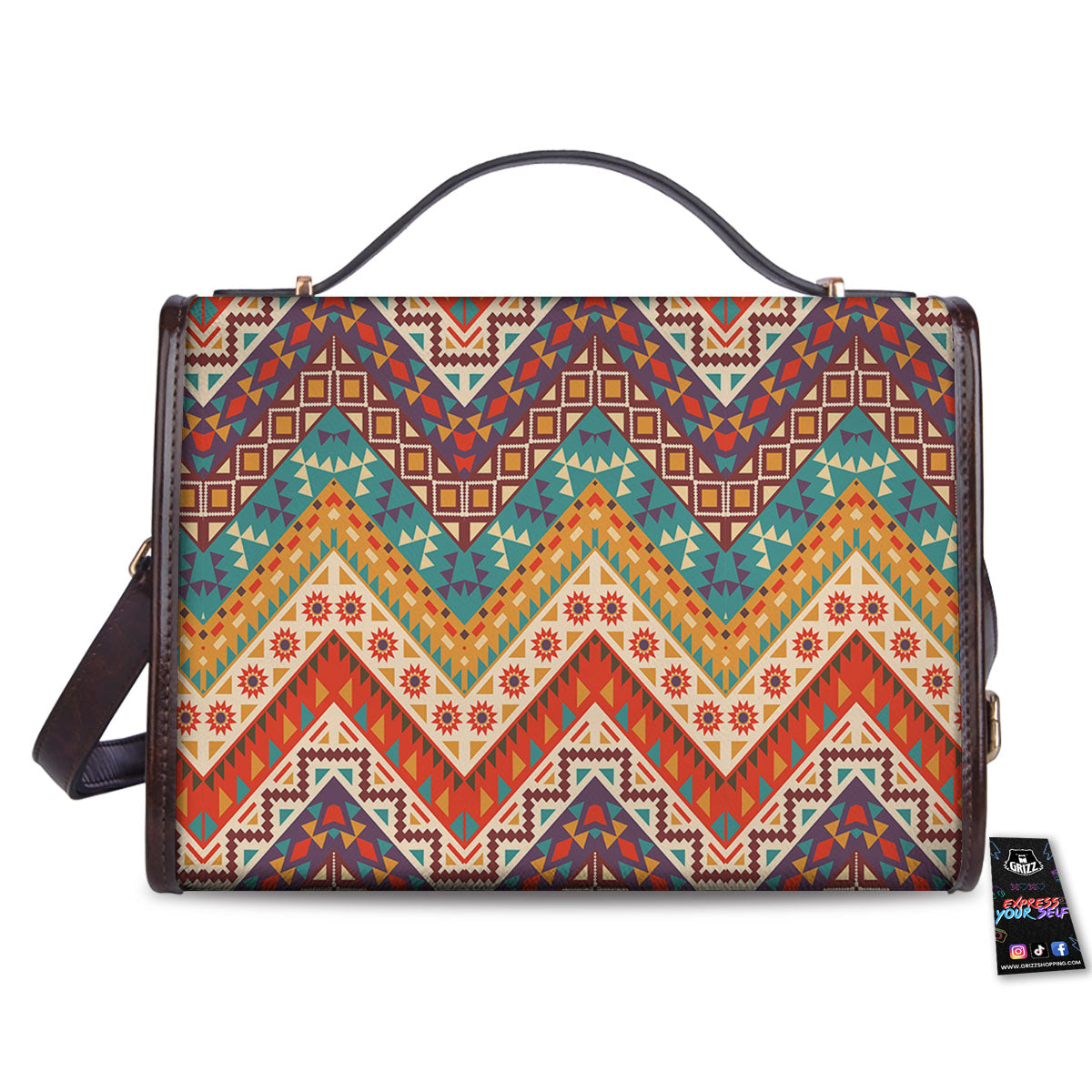 American Native Tribal Chevron Print Women's Satchel Bag-grizzshop
