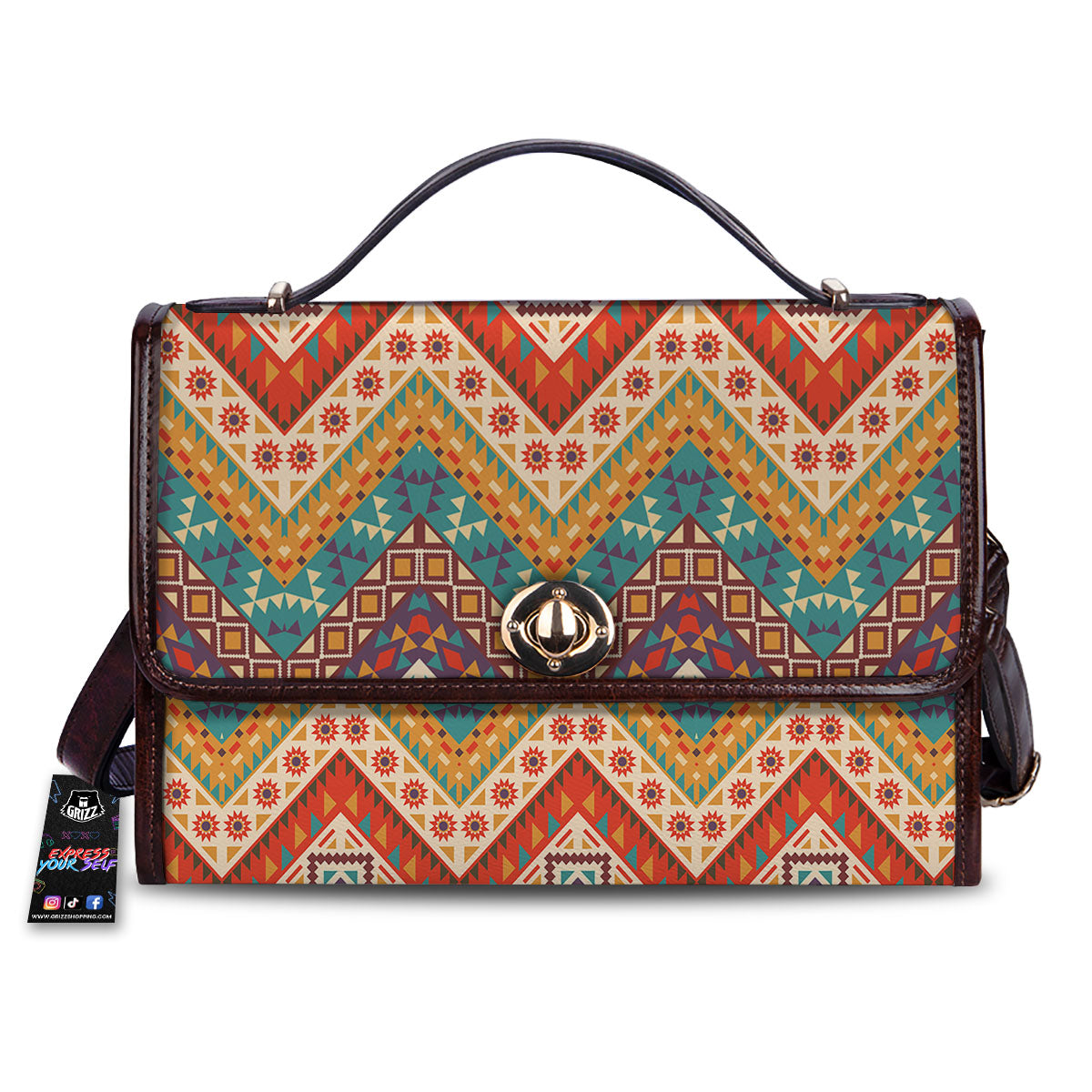 American Native Tribal Chevron Print Women's Satchel Bag-grizzshop