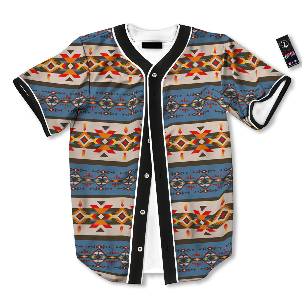 American Native Tribal Navajo Print Baseball Jersey-grizzshop