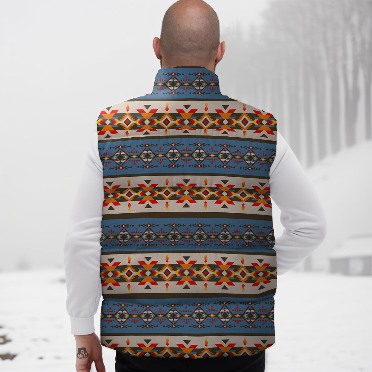 American Native Tribal Navajo Print Down Vest
