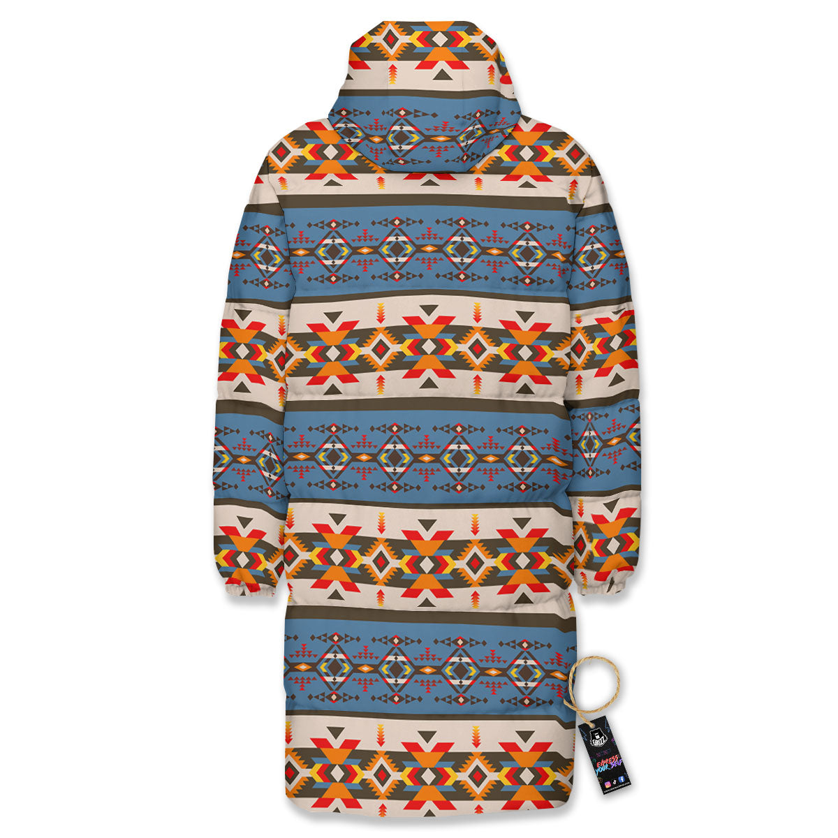 American Native Tribal Navajo Print Long Down Jacket-grizzshop