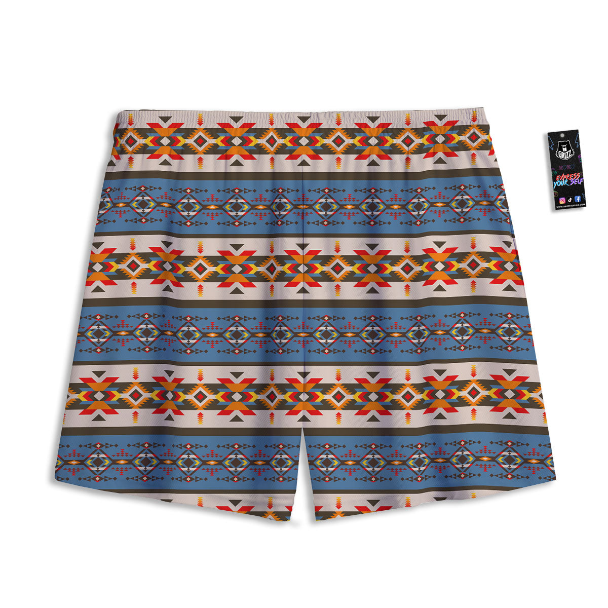 American Native Tribal Navajo Print Mesh Shorts