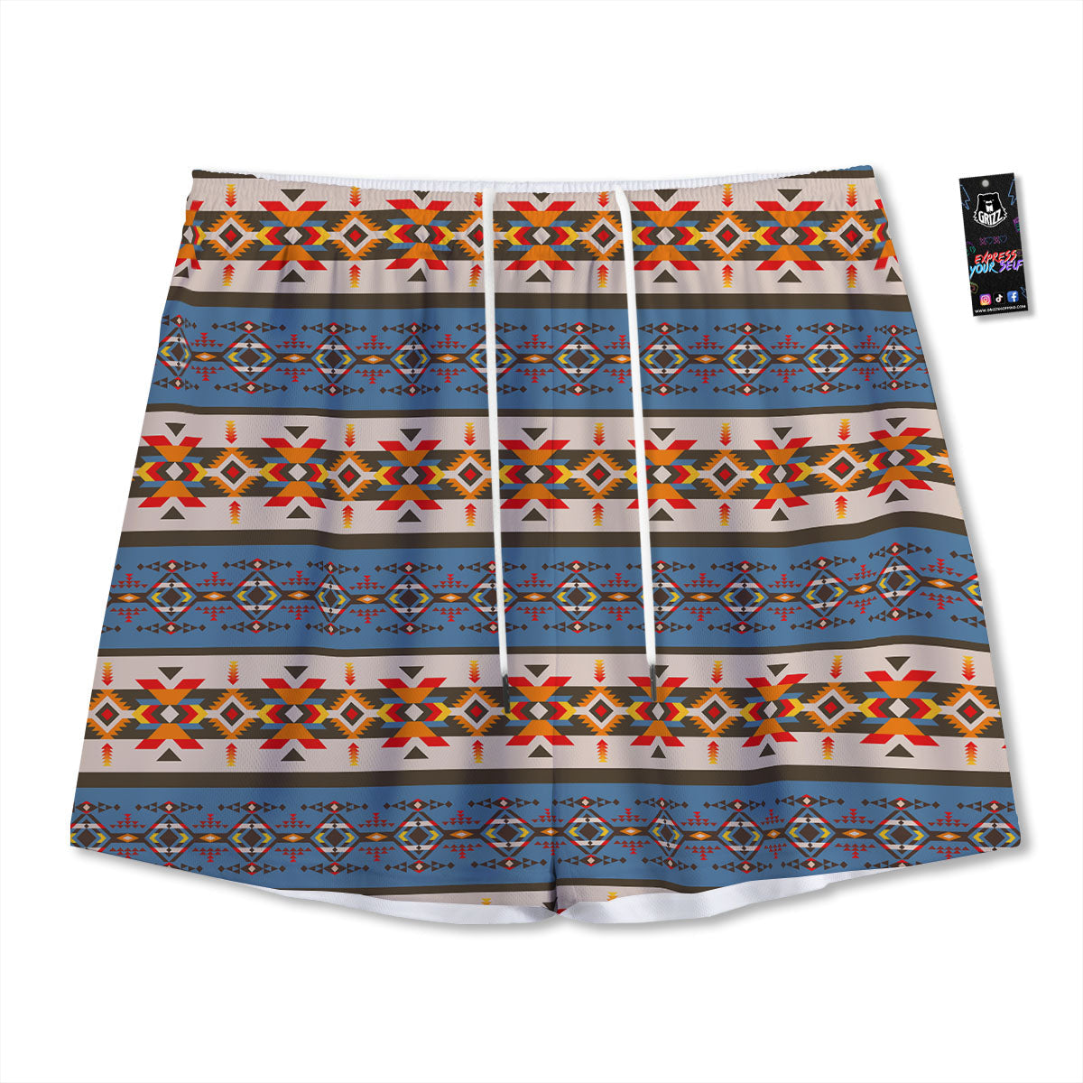 American Native Tribal Navajo Print Mesh Shorts