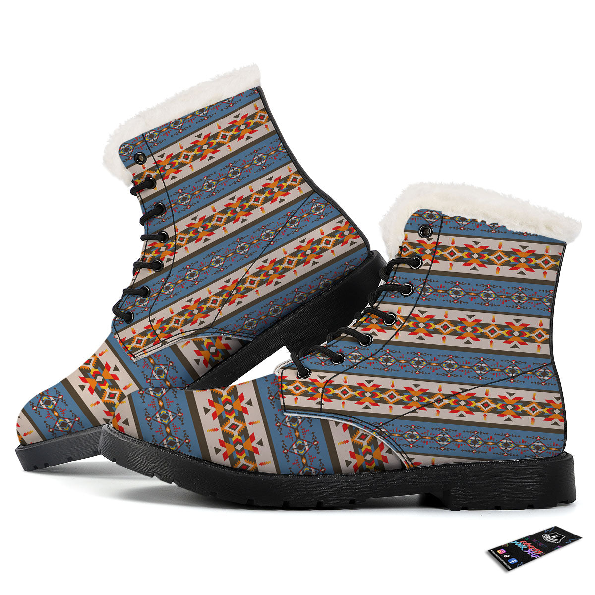 American Native Tribal Navajo Print Winter Boots-grizzshop
