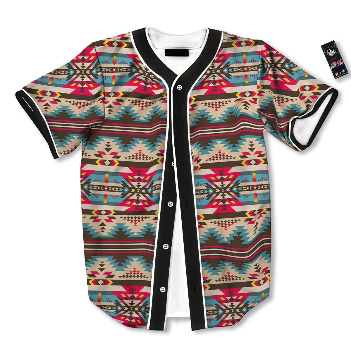 American Native Tribal Print Pattern Baseball Jersey-grizzshop