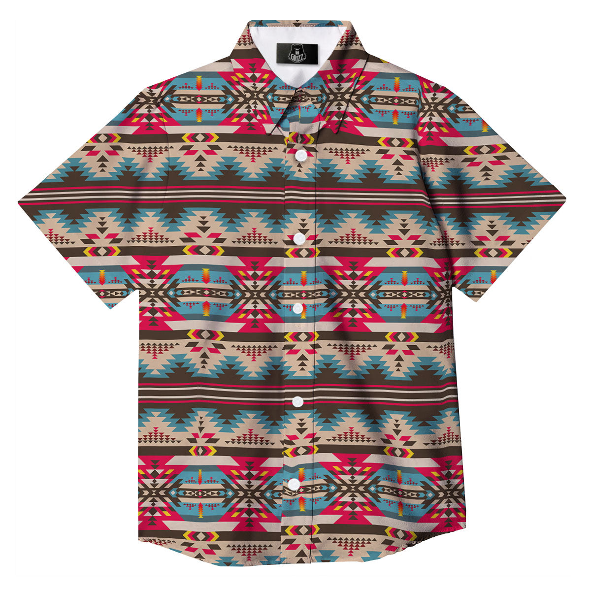American Native Tribal Print Pattern Button Up Shirt-grizzshop