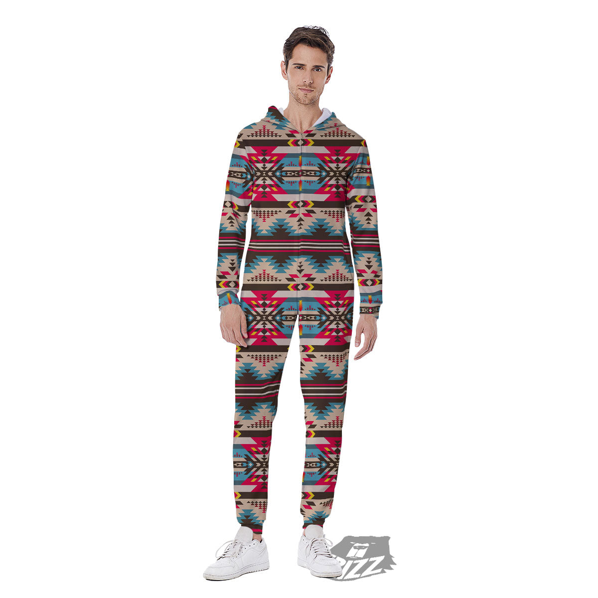 American Native Tribal Print Pattern Men's Jumpsuit-grizzshop