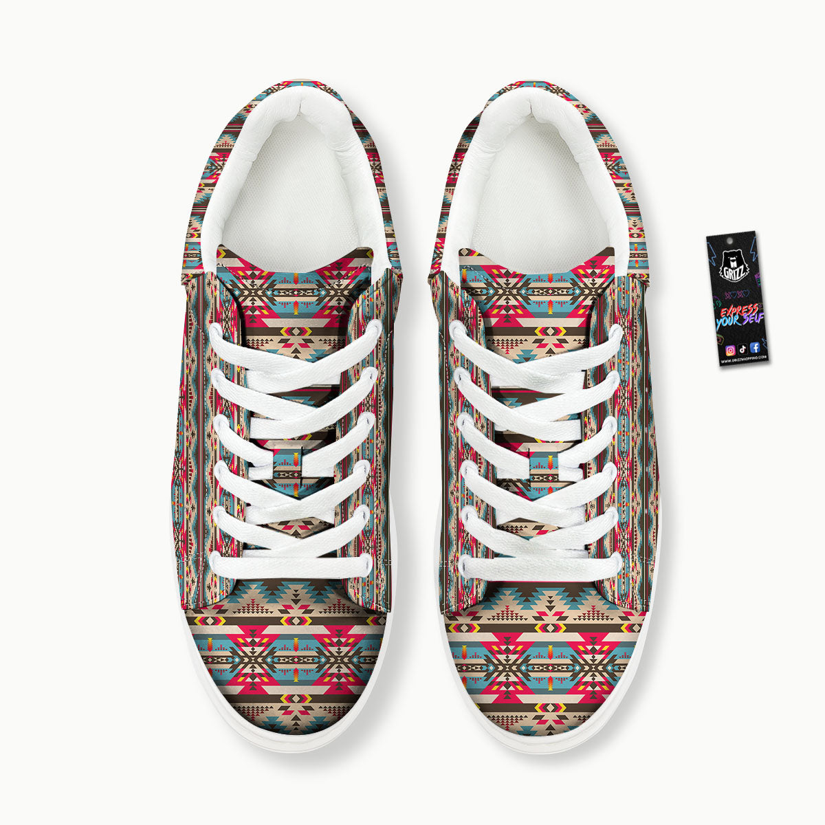 American Native Tribal Print Pattern Platform Shoes-grizzshop