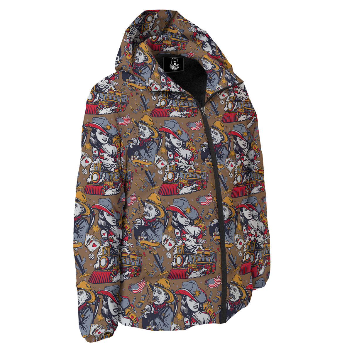 American Old West History Print Pattern Down Jacket-grizzshop