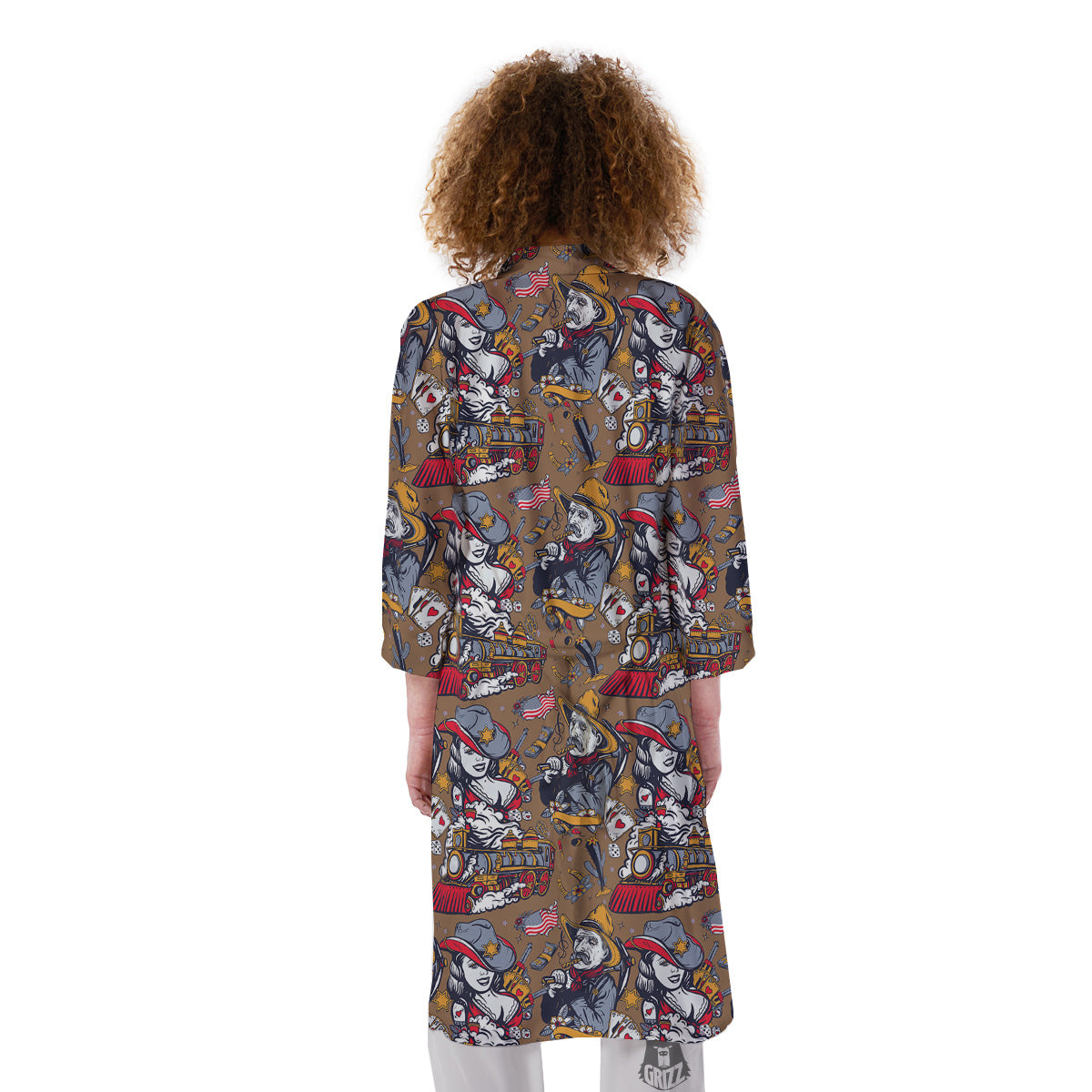 American Old West History Print Pattern Kimono-grizzshop