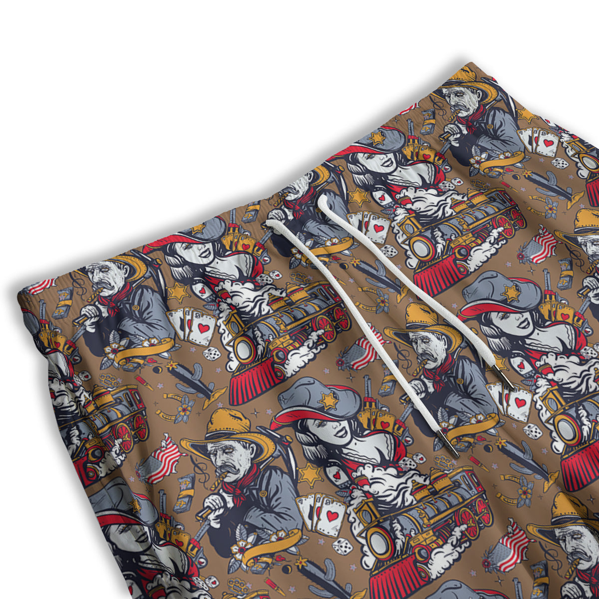 American Old West History Print Pattern Men's Athletic Shorts