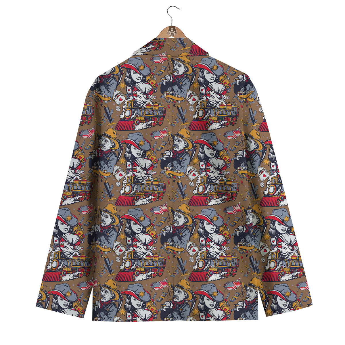 American Old West History Print Pattern Men's Blazer-grizzshop