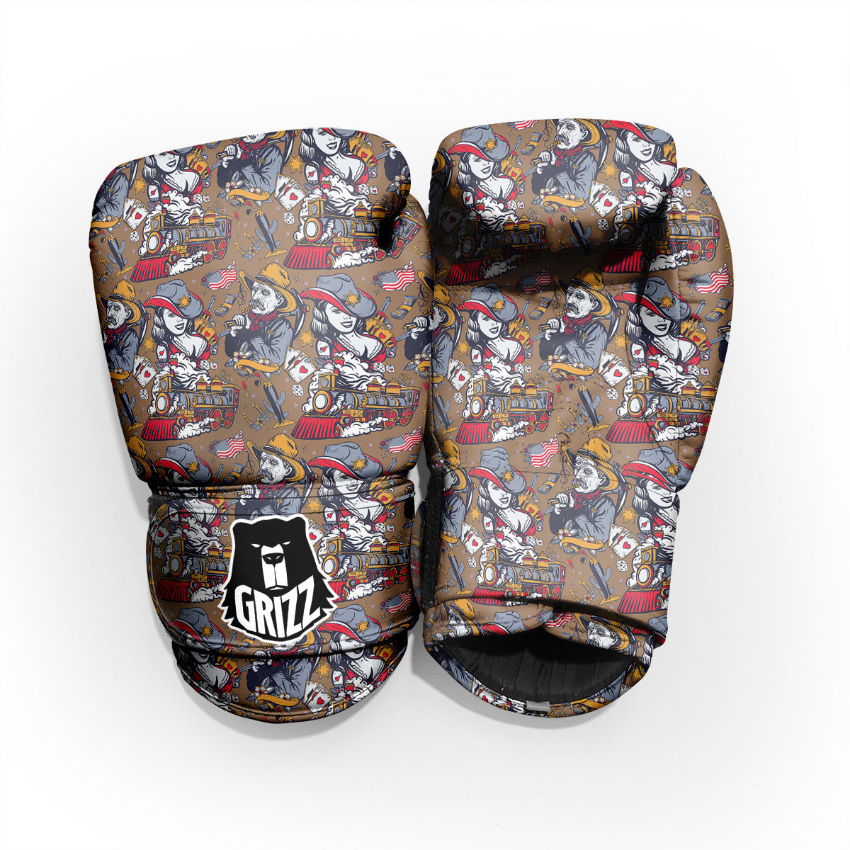 American Old West History Print Pattern Pro Boxing Glove