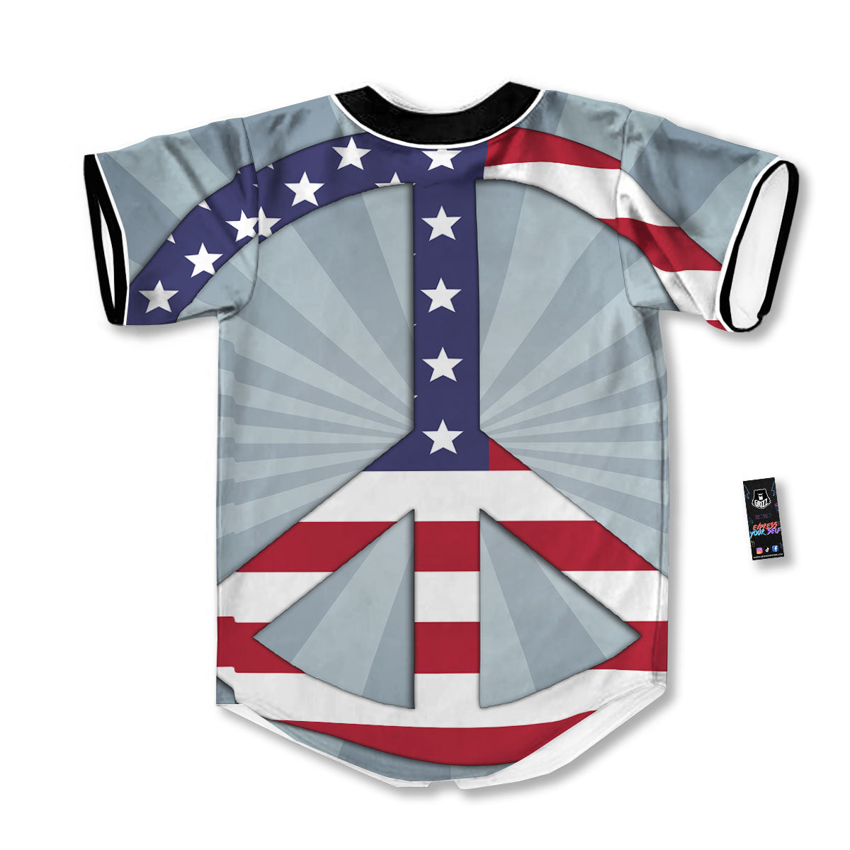 American Peace Flag Print Baseball Jersey-grizzshop