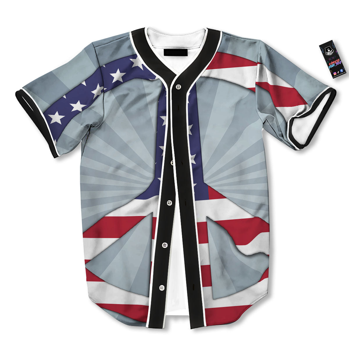 American Peace Flag Print Baseball Jersey-grizzshop