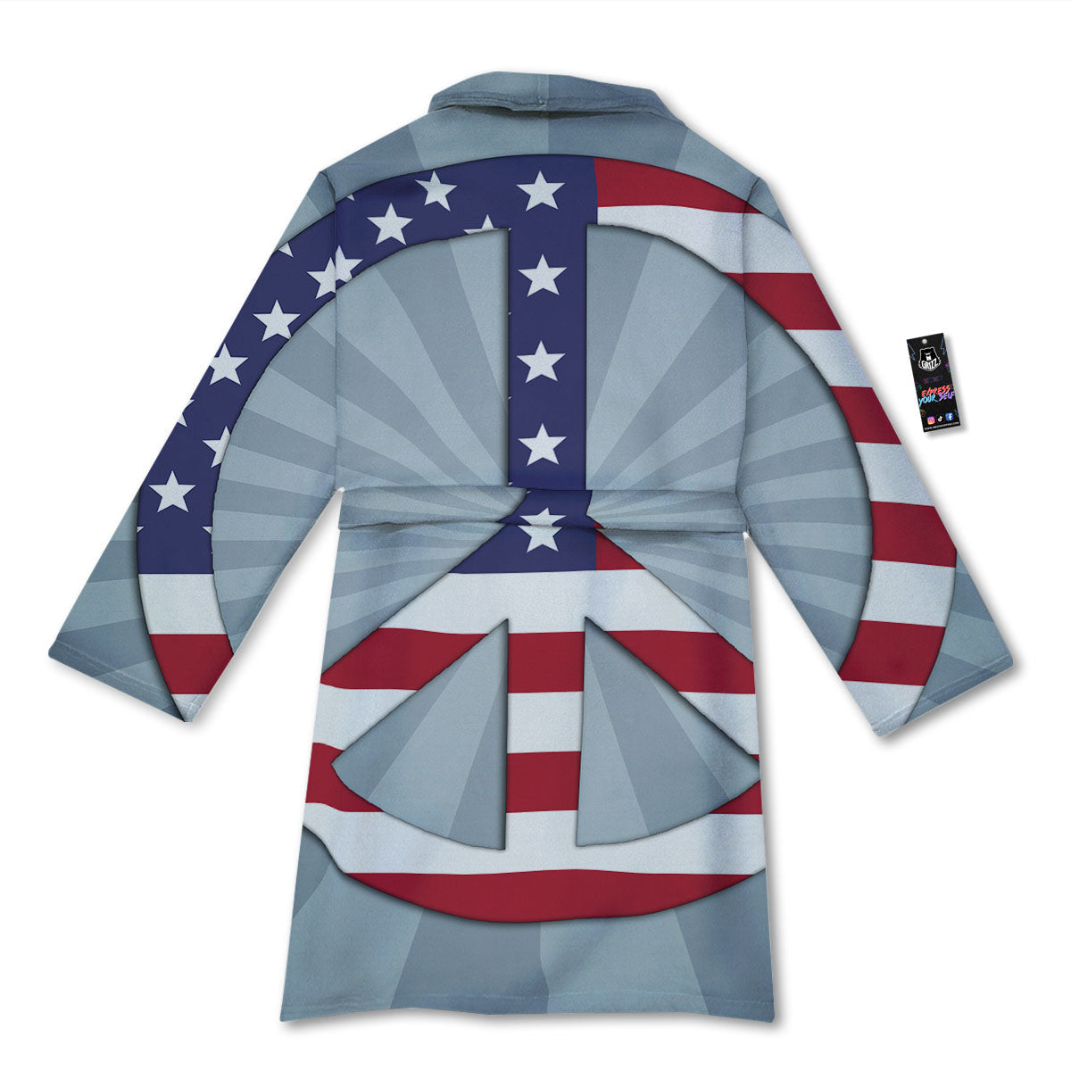 American Peace Flag Print Bathrobe-grizzshop