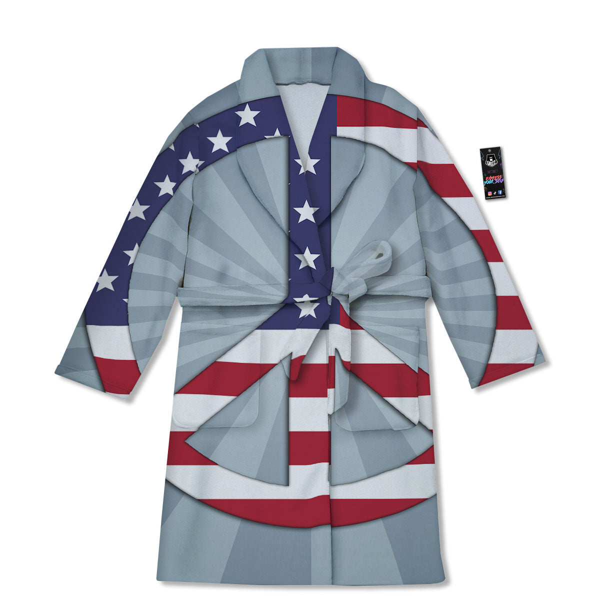 American Peace Flag Print Bathrobe-grizzshop