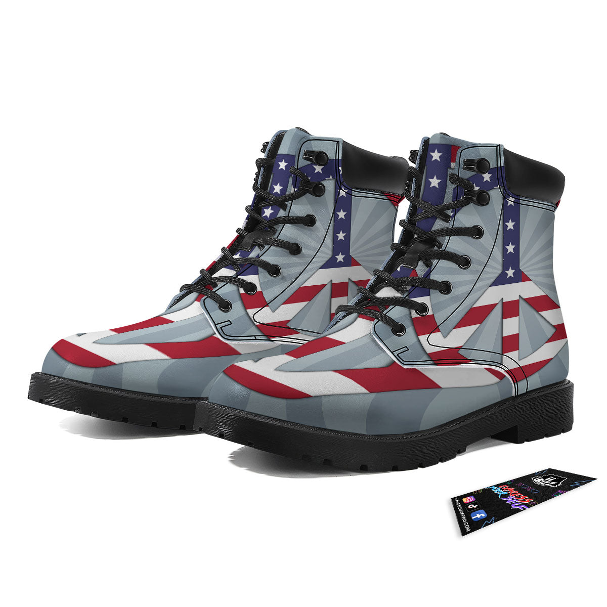 American Peace Flag Print Boots-grizzshop