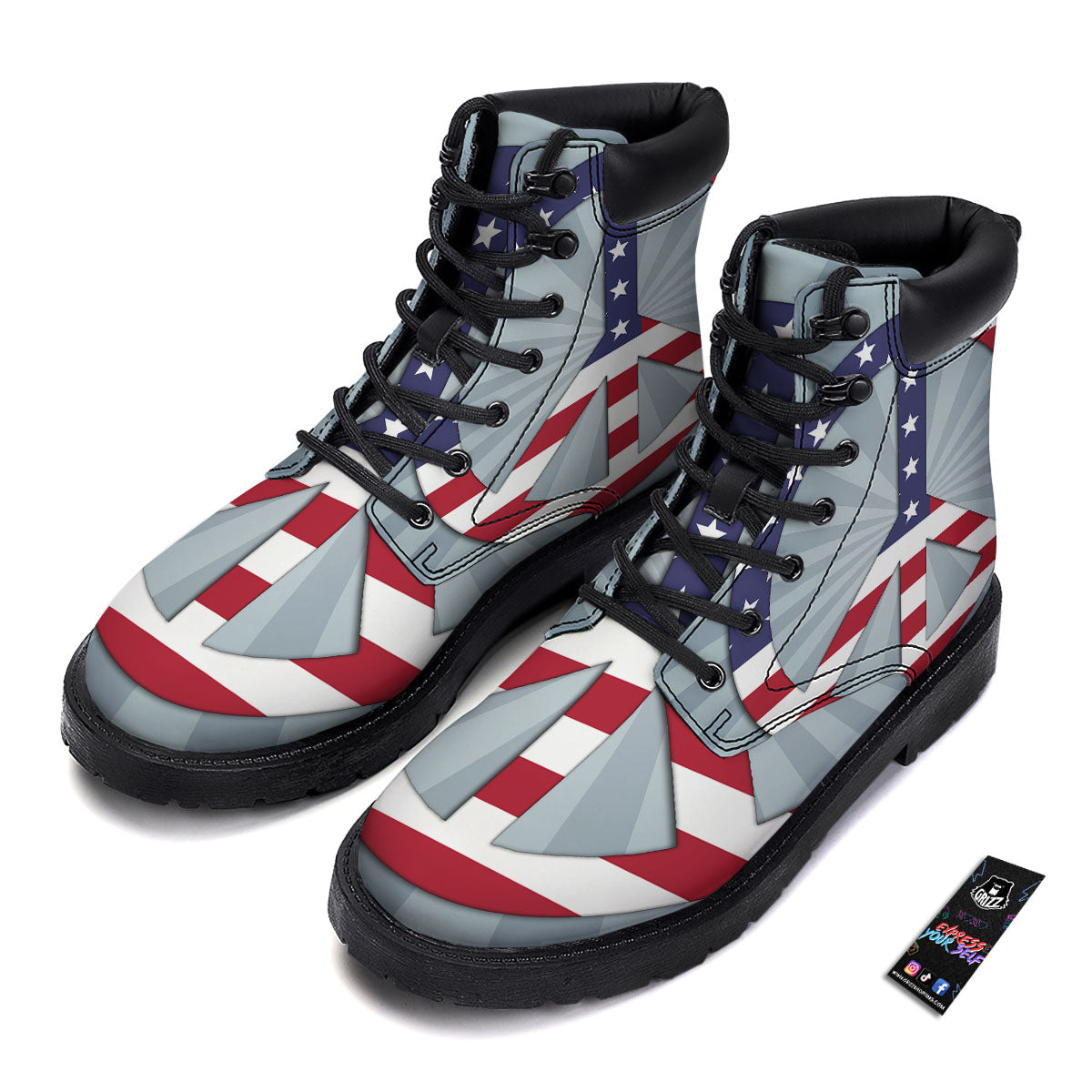 American Peace Flag Print Boots-grizzshop