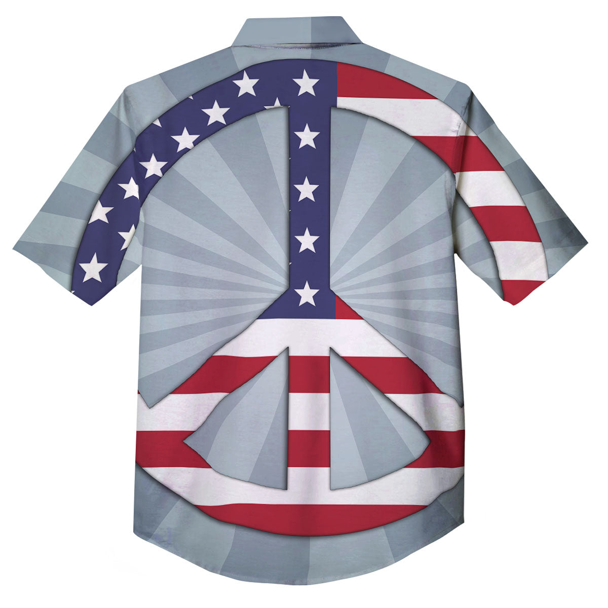 American Peace Flag Print Button Up Shirt-grizzshop