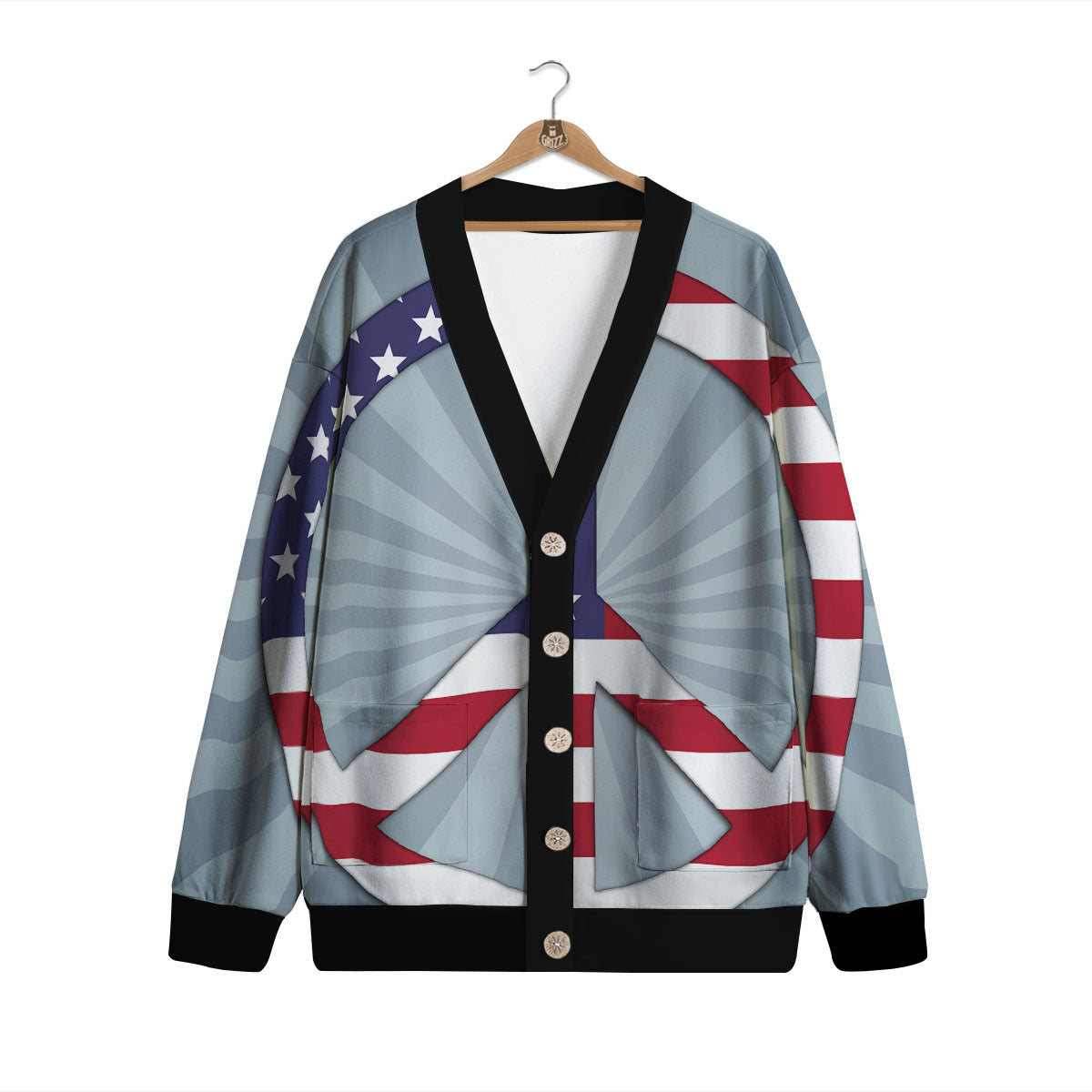 American Peace Flag Print Cardigan-grizzshop