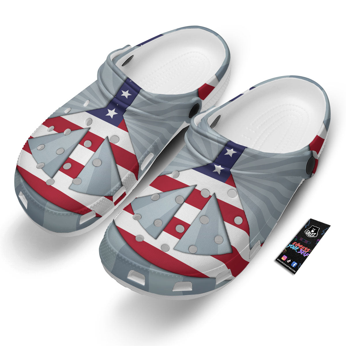 American Peace Flag Print Clog-grizzshop