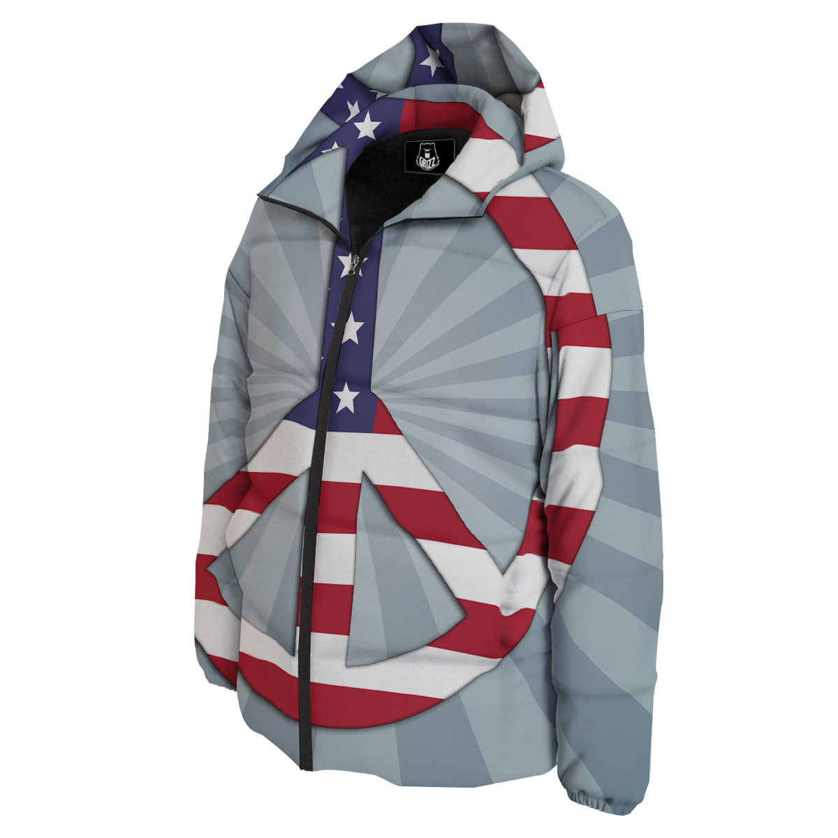 American Peace Flag Print Down Jacket-grizzshop