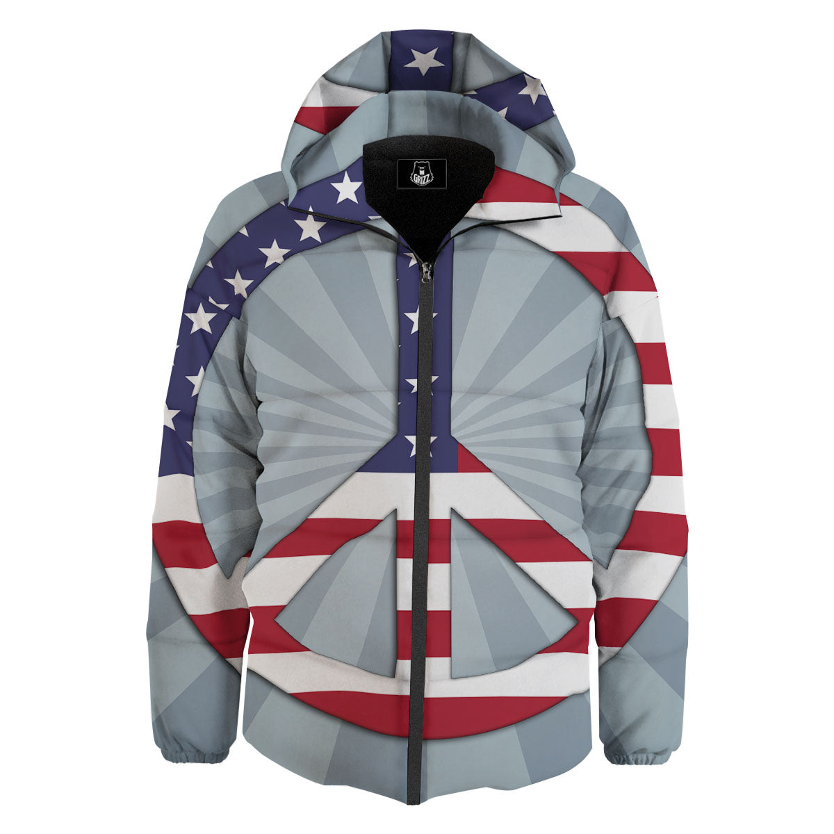 American Peace Flag Print Down Jacket-grizzshop