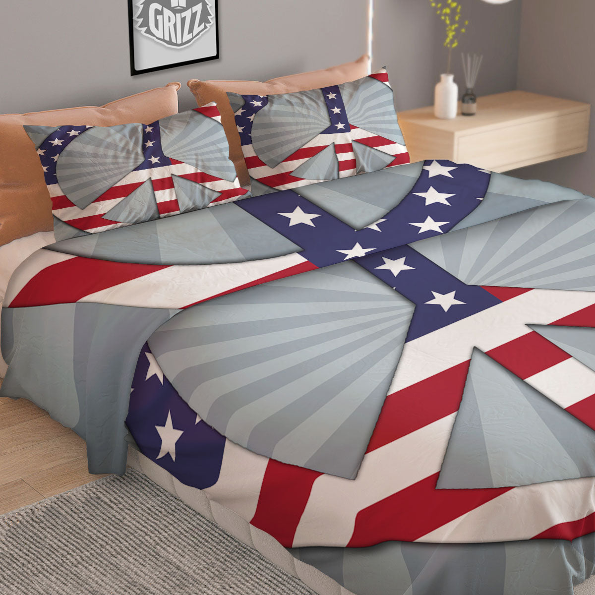 American Peace Flag Print Duvet Cover Bedding Set