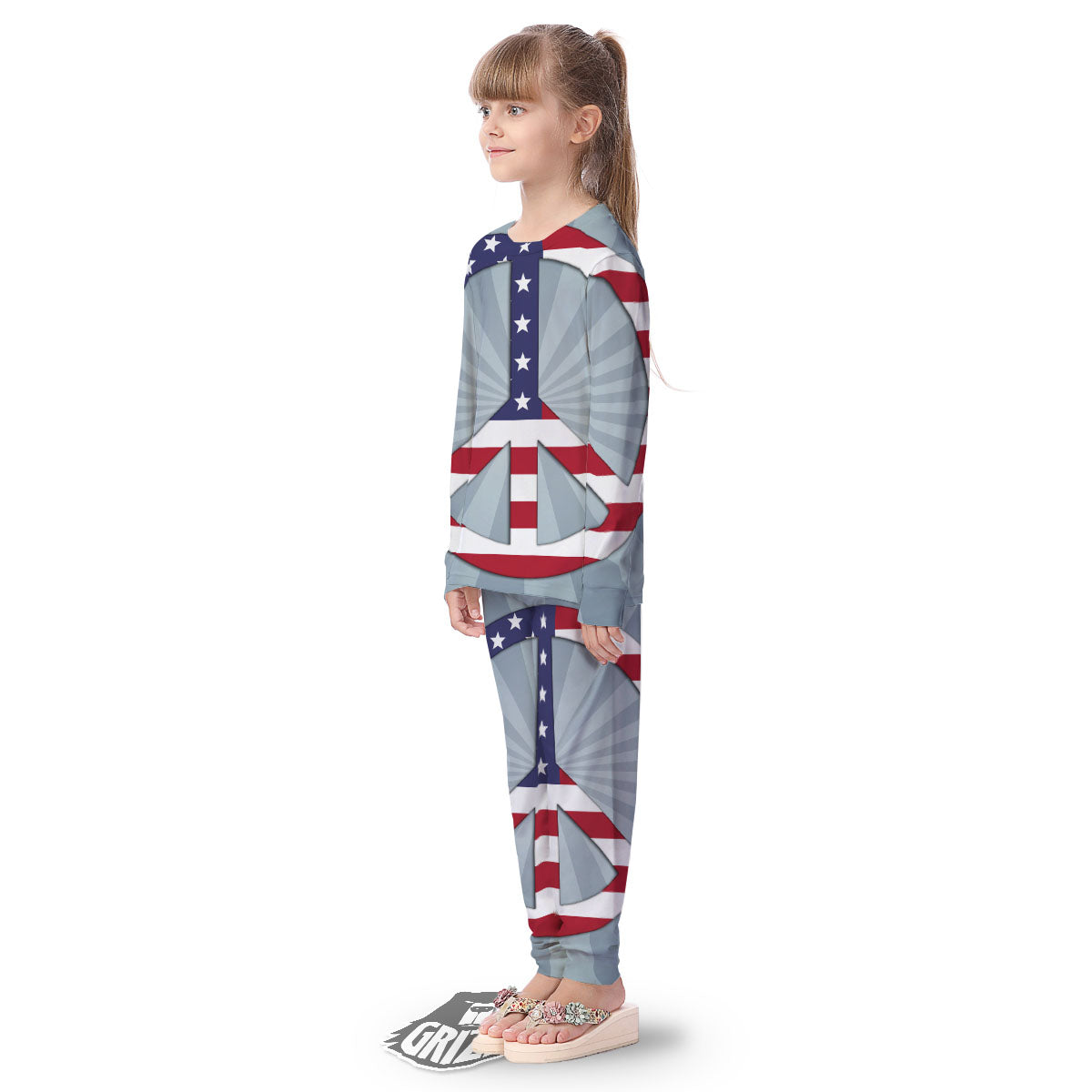 American Peace Flag Print Kid's Pajamas-grizzshop