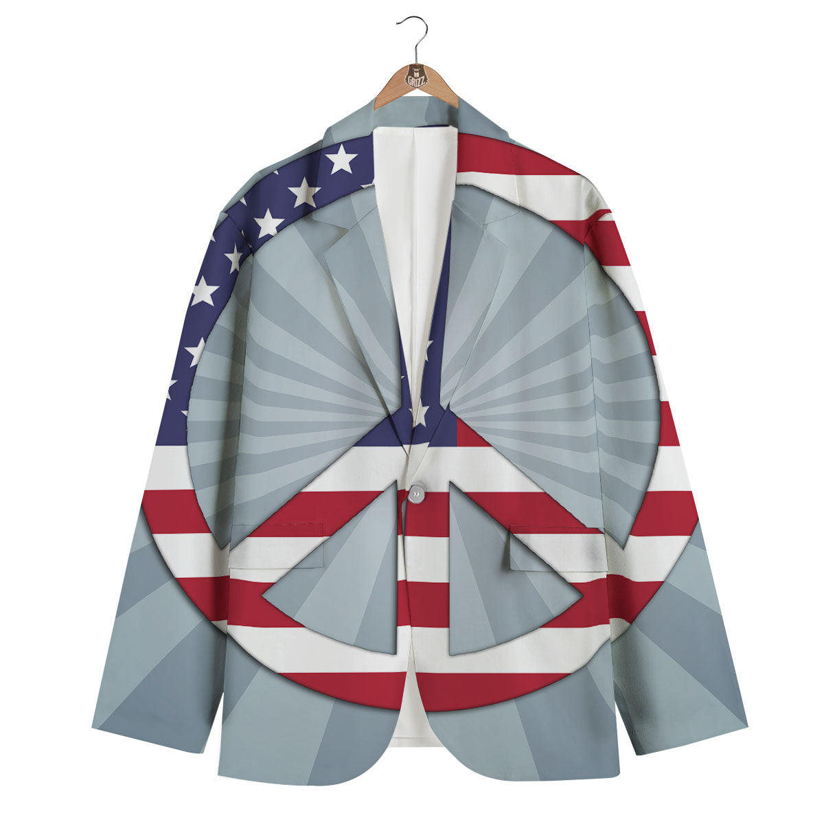 American Peace Flag Print Men's Blazer-grizzshop