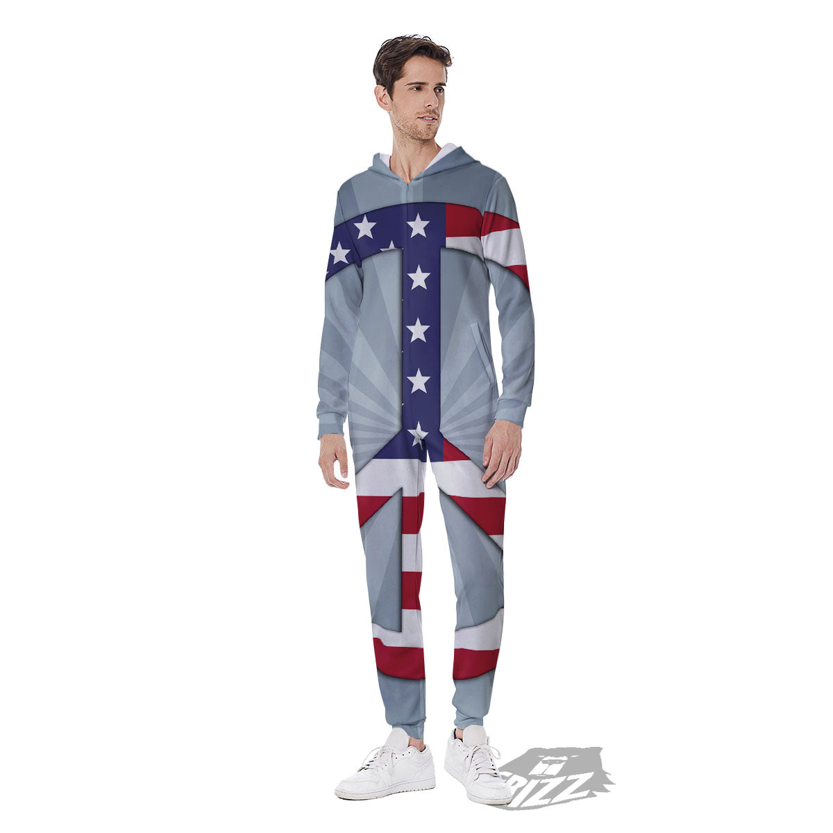 American Peace Flag Print Men's Jumpsuit-grizzshop