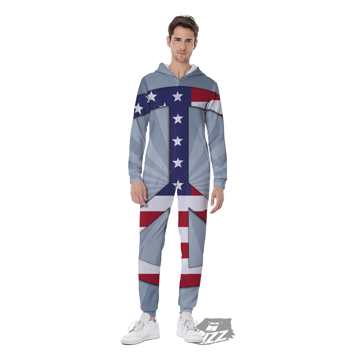 American Peace Flag Print Men's Jumpsuit-grizzshop
