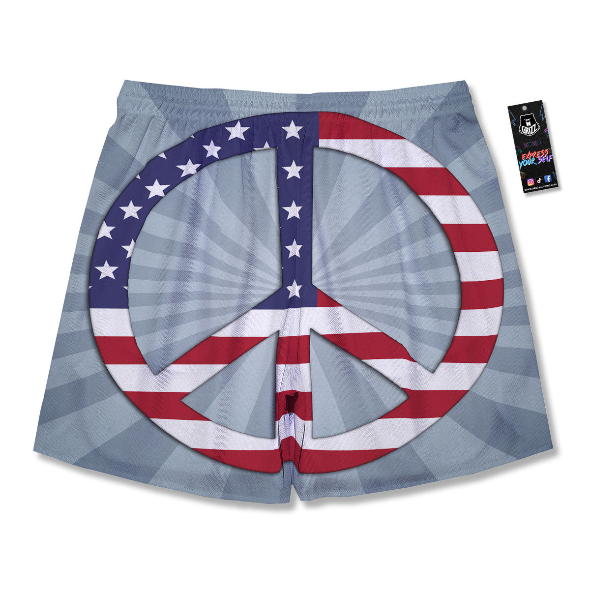 American Peace Flag Print Men's Running Shorts-grizzshop