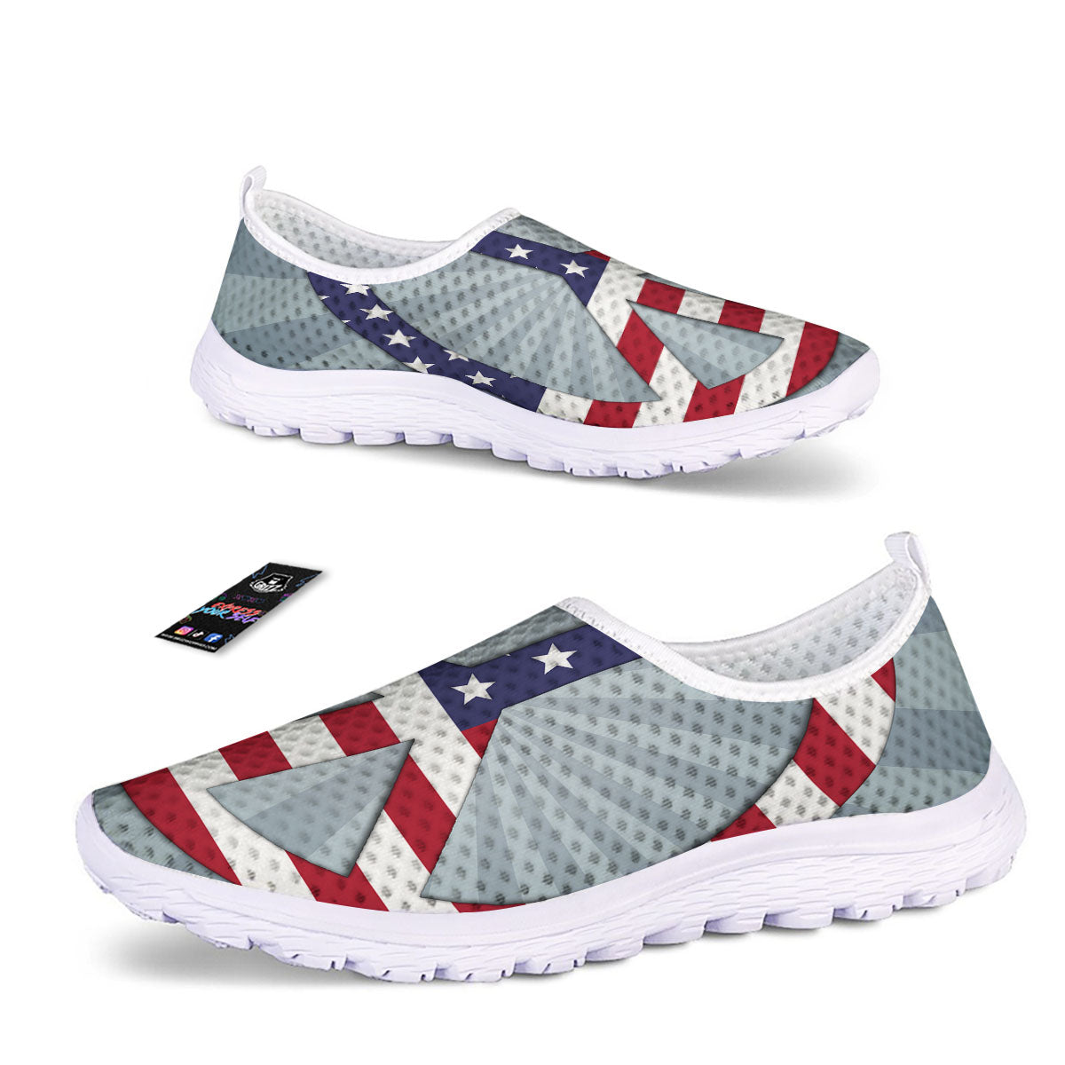 American Peace Flag Print Nurse Shoes-grizzshop