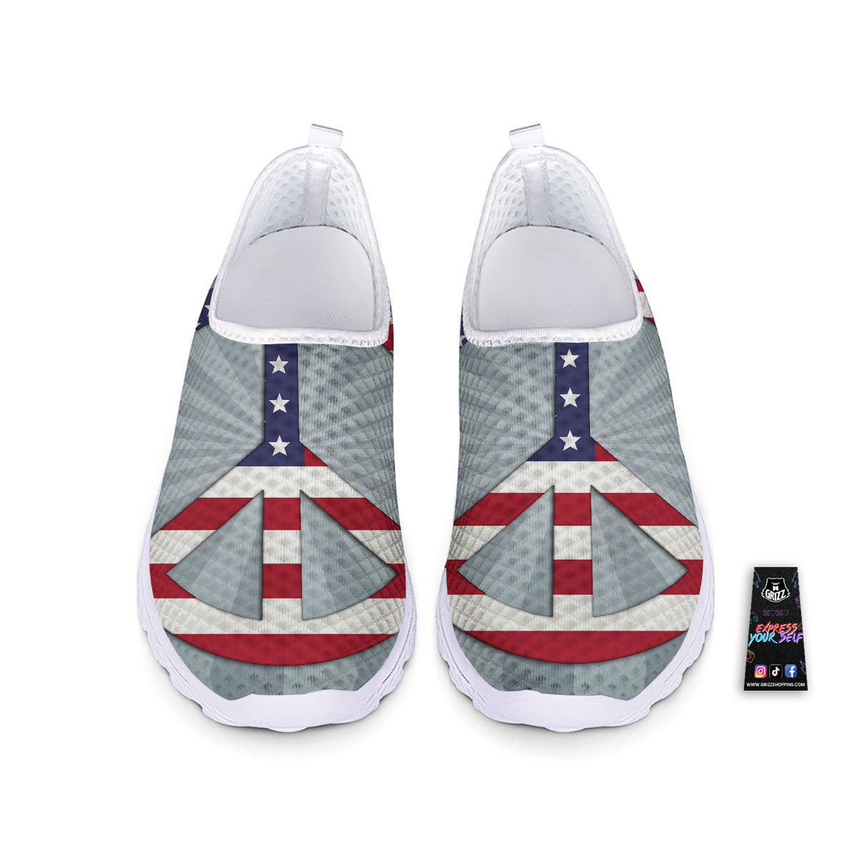 American Peace Flag Print Nurse Shoes-grizzshop