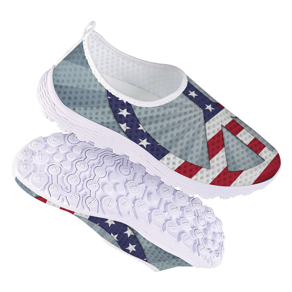 American Peace Flag Print Nurse Shoes-grizzshop
