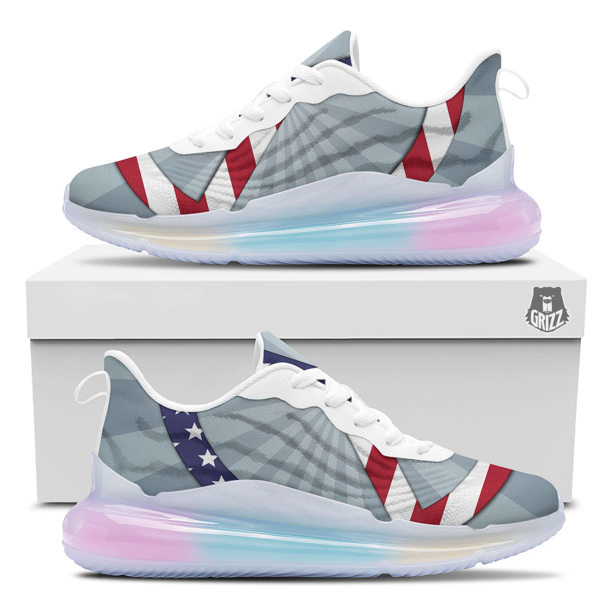 American Peace Flag Print Running Sneakers-grizzshop