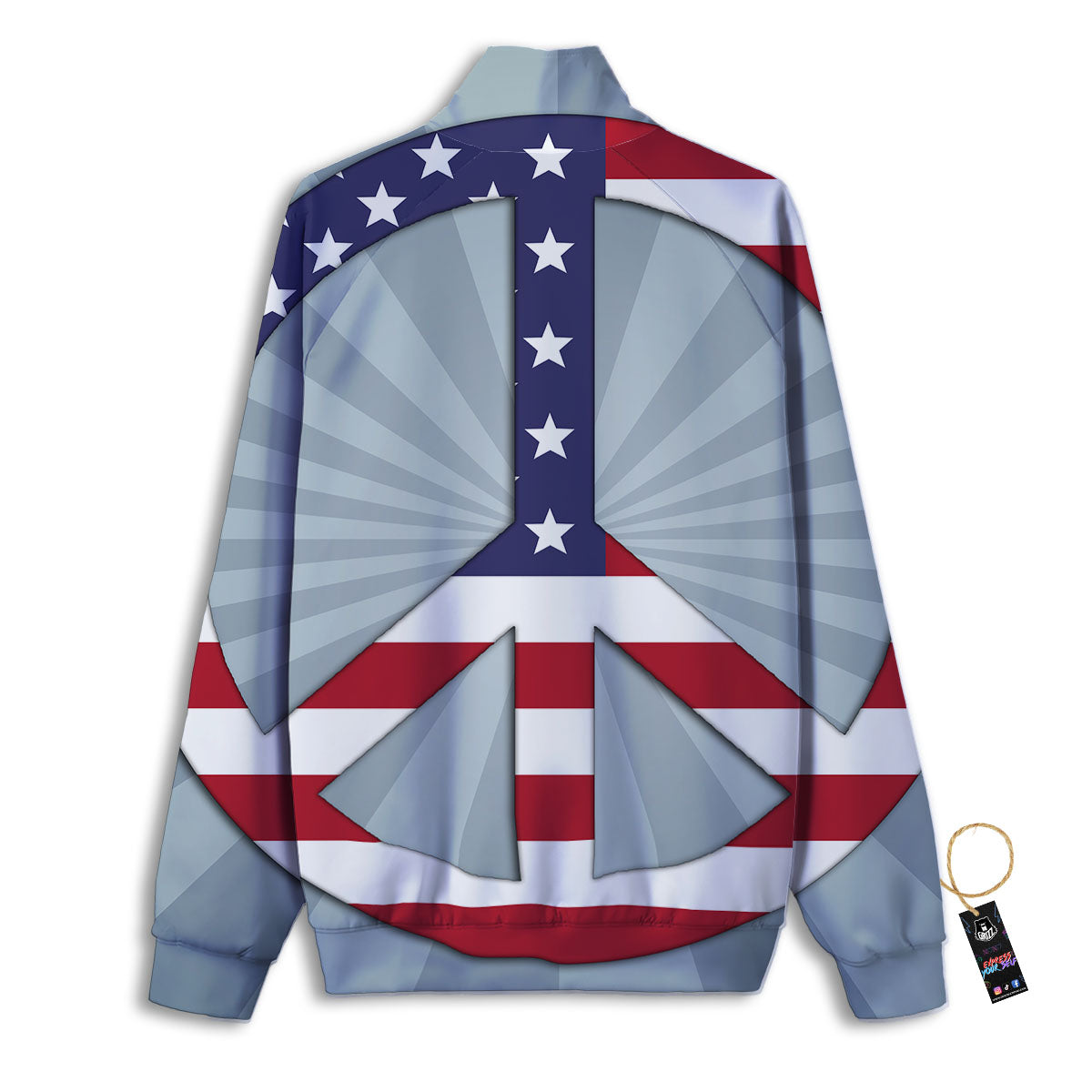 American Peace Flag Print Track Jacket-grizzshop