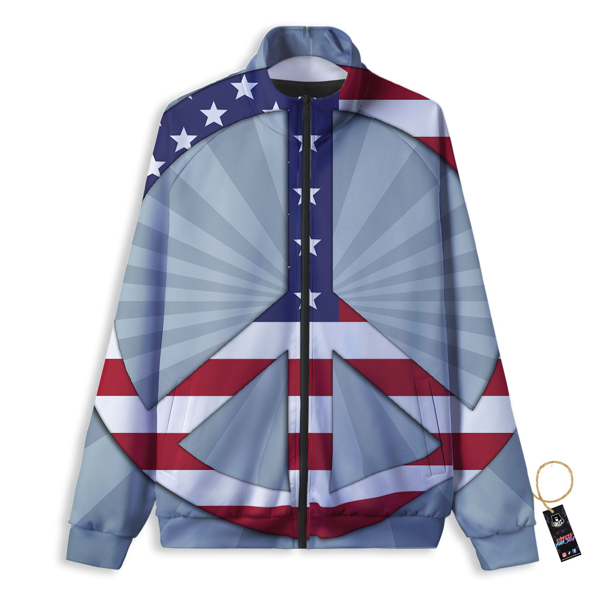 American Peace Flag Print Track Jacket-grizzshop