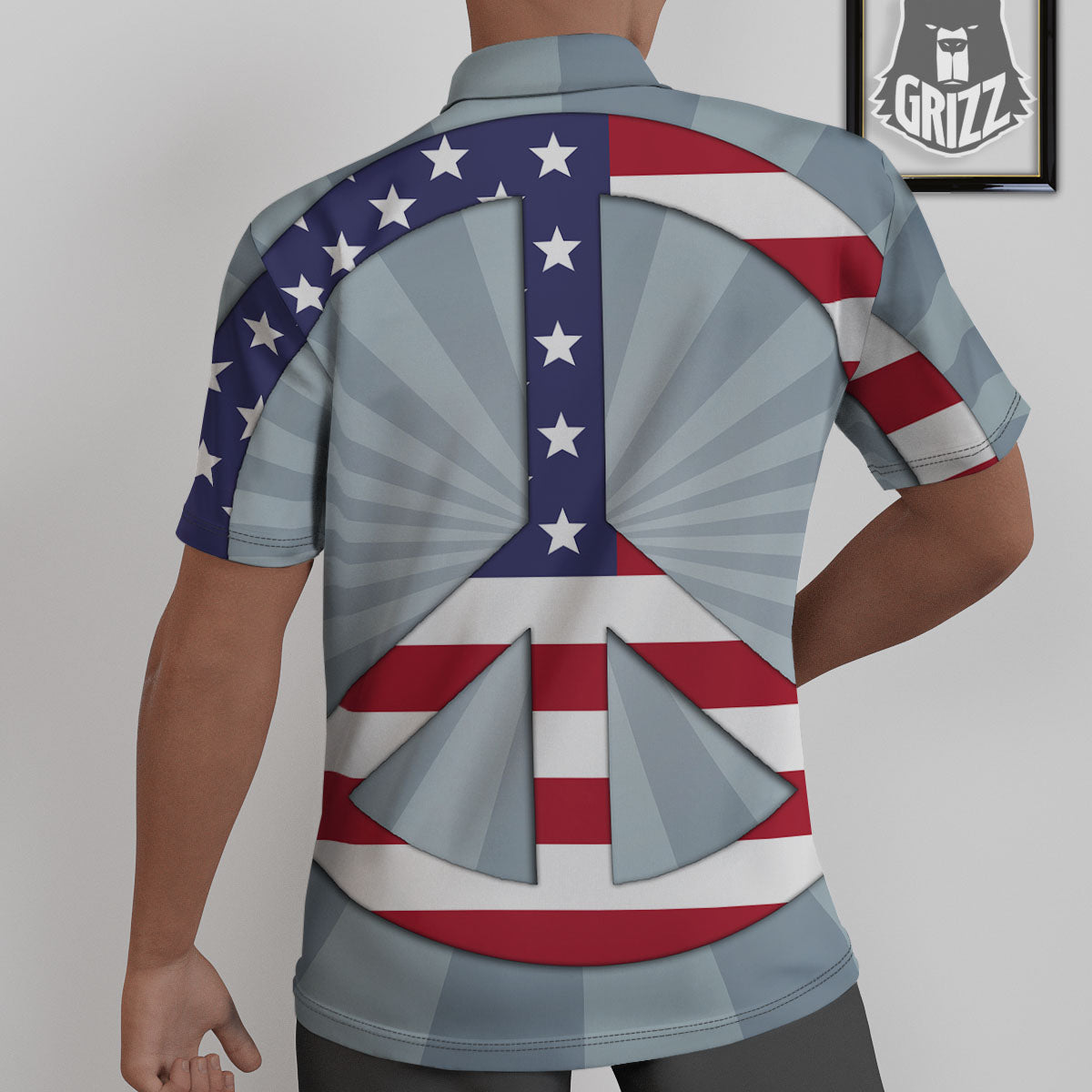 American Peace Flag Print Untucked Shirts-grizzshop