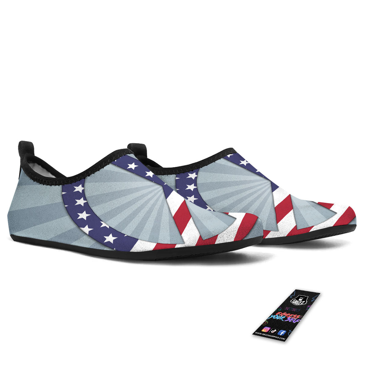 American Peace Flag Print Water Shoes-grizzshop
